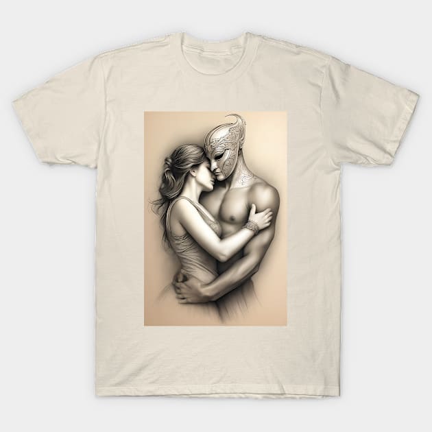 In his arms AI generated sketch T-Shirt by Khala